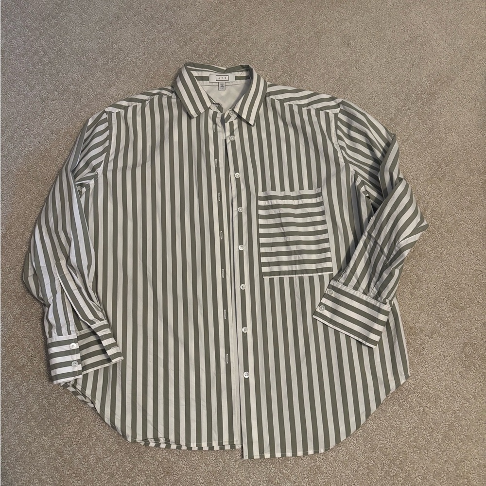 AYR The Deep End sage green stripes